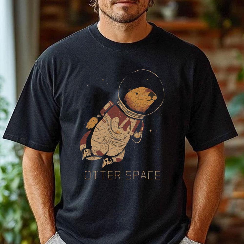 Otter Space Men s T-Shirt Otter Geek Nerd Astronaut Cosmonaut Space Planet Space Station Cosmos Cosmos Walk UFO Funny Tshits S разноцветный