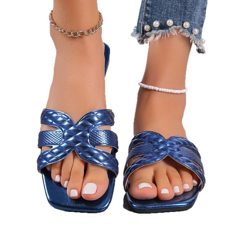 Slippers women's summer new flat bottom cross word casual women's beach cool slippers