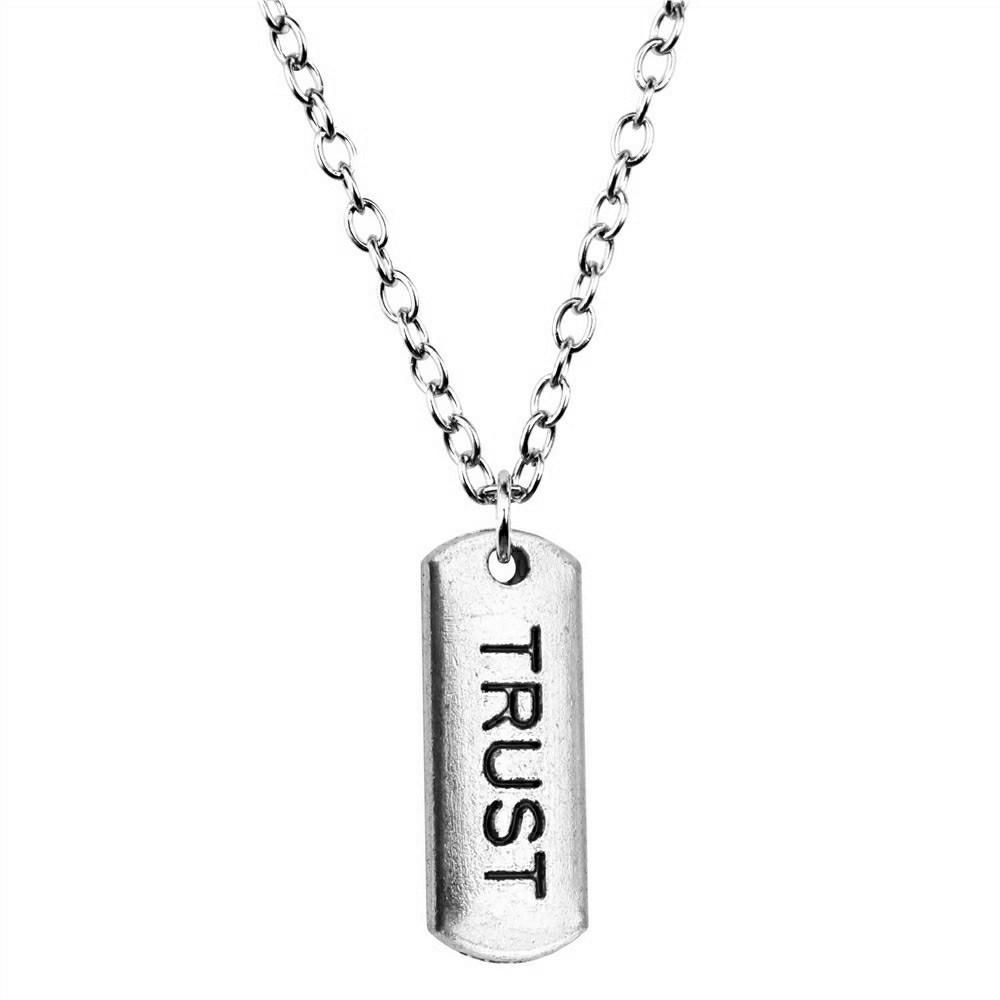 Strip Letter Initial Tags Pendant Antique Bronze Metal Men Collar Necklace New Arrival Gift