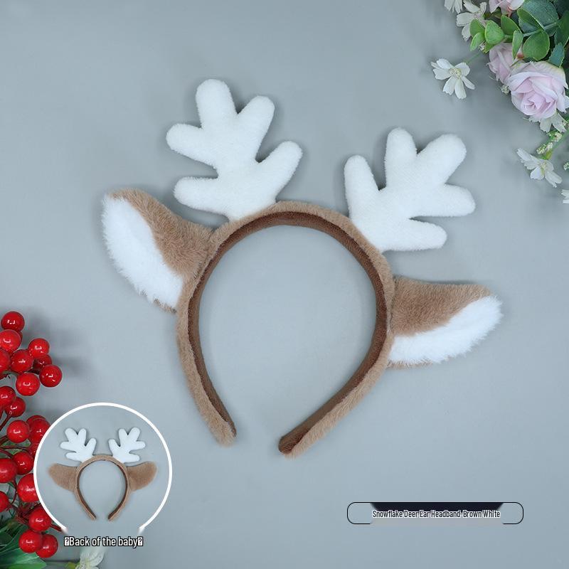 

Christmas Snowflake Deer Ear Plush Headband Costume Accessory