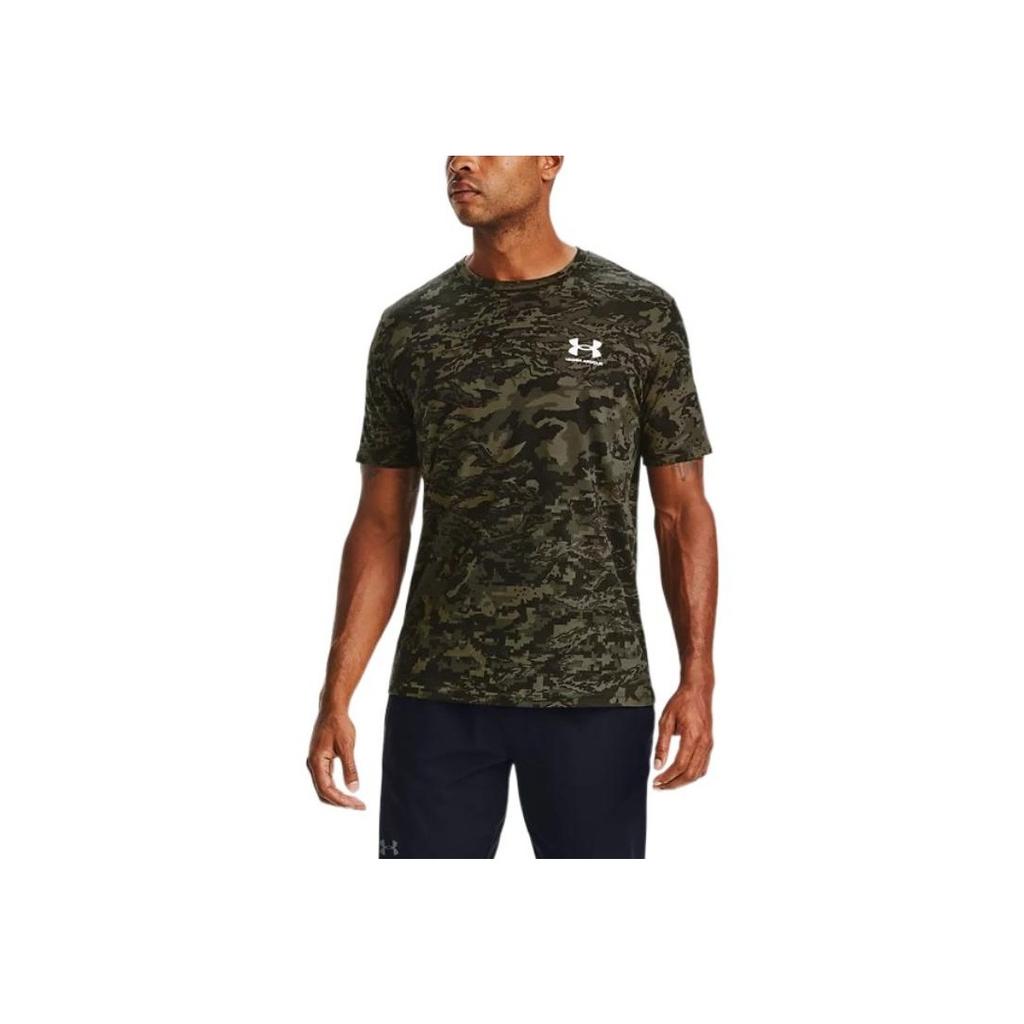 Under Armour Camo Crew Neck Running Training T-Shirt Men Tops Green 1357727-310