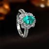 2026 Pigeon Egg Ice Flower Cut Diamond Full Paraiba Green Ring Earrings Pendant Classic Three-piece Set