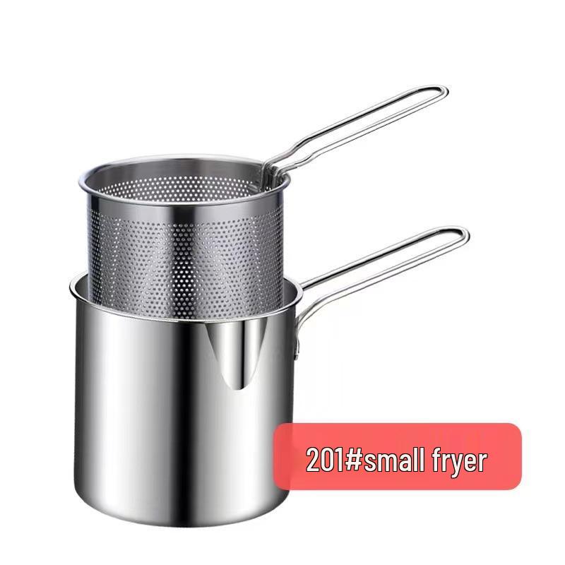 304 Stainless Steel Multi-Functional Mini Deep Fryer with Oil-Saving Filter Basket