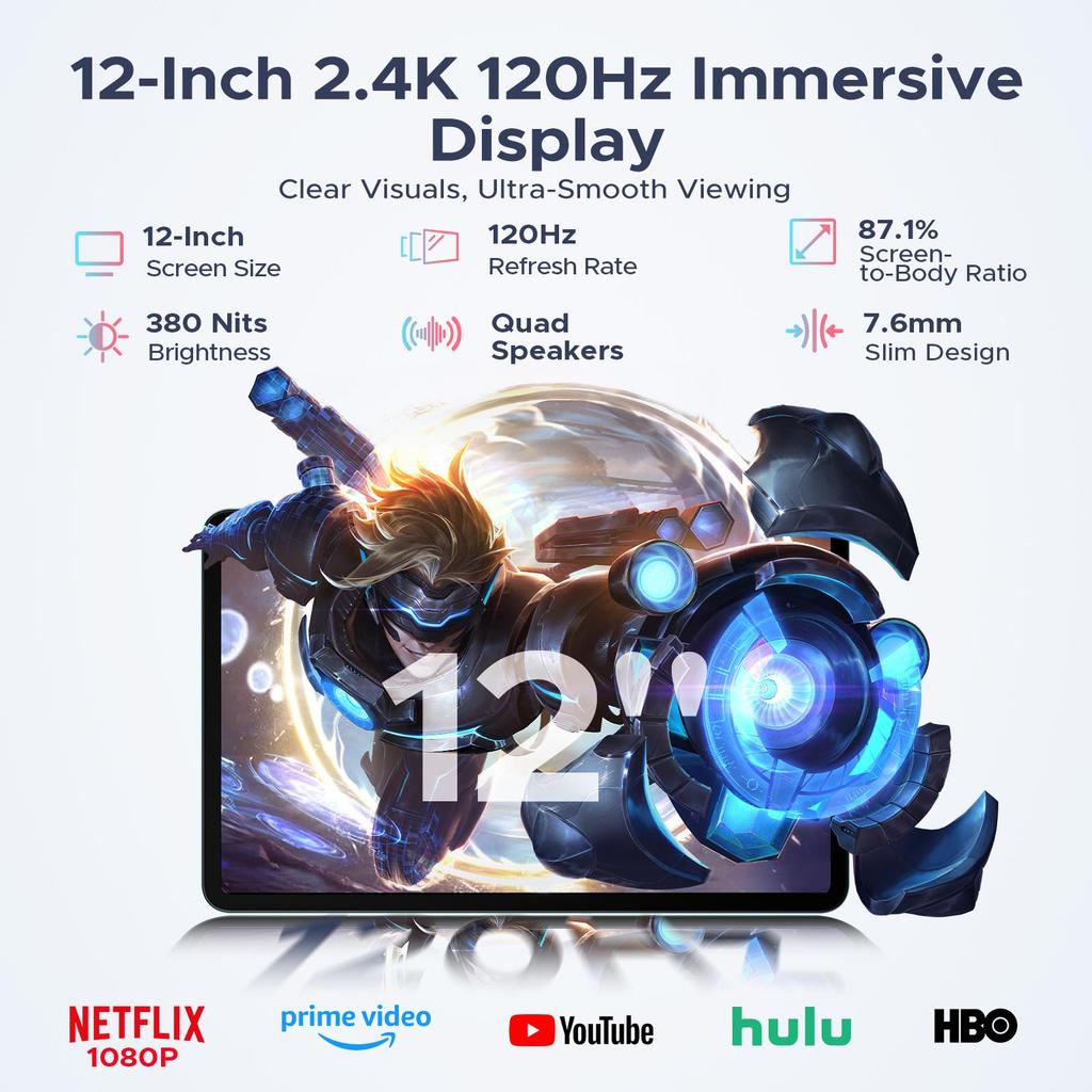 Tableta AP12 Pro de 12 pulgadas, 2.4K 120Hz Android 16, 48 GB + 256 GB/2 TB, 12000 mAh, Octa-Core, WiFi 5, Face ID, 4G LTE, Tableta con Teclado, Lápiz, Funda
