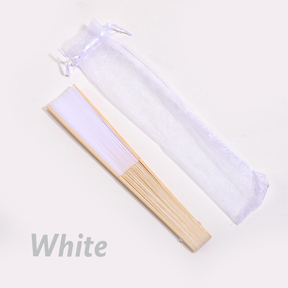 

1Pcs Custom Text Wedding Fan Personalized Name Handmade Silk Fan Party Favors Muslin Bag Customized Text Bamboo Folding Hand Fan белый