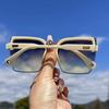 Oversized Square Sunglasses For Women With Gradient PC Lenses, Rimless Style, Side Rhinestone Accent For Driving And Daily Outdoor Wear