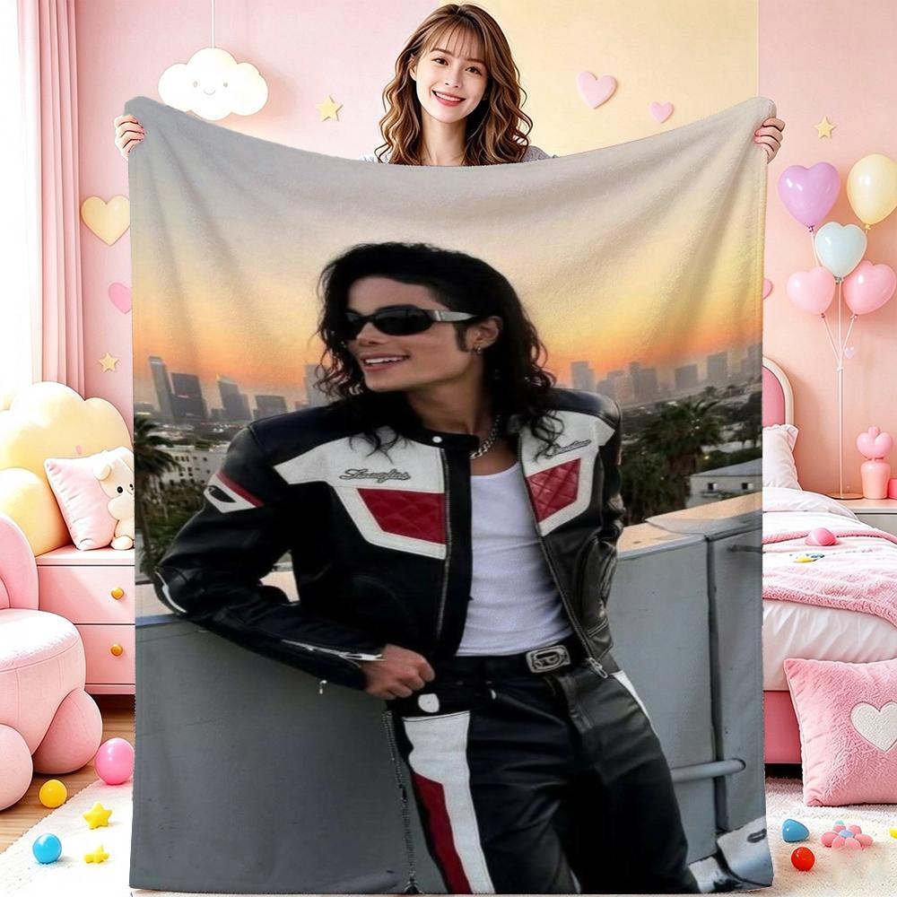 Michael Jackson History World Tour Flannel Printed Blanket Cozy Comfortable Throw Blanket For Bedroom Sofa Bed Party Decor New Year Gift