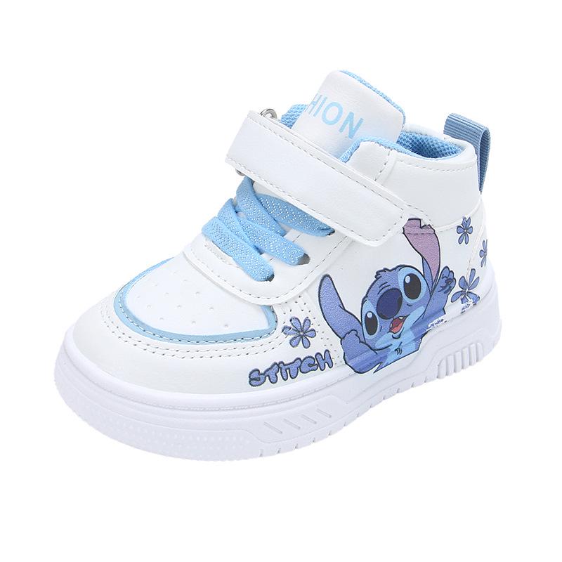 Atmungsaktive High-Top Cartoon-Skateschuhe für Kleinkinder und Mädchen, Leichte und lässige weiße Sneaker