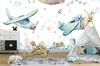 Children's Photo Wallpaper Airplanes Over the City Stars Ribbons DWK282 200x135