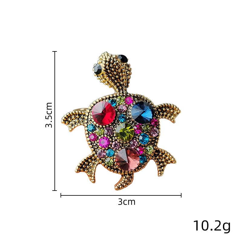 Vintage Rhinestone Cute Cartoon Turtle Animal Brooches For Women Men Coat Clothing Accessories Brooch Pins Party Jewelry Gifts