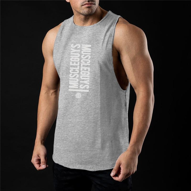 Muscleguys Ärmelloses T-Shirt Herren Baumwolle Atmungsaktiv Tanktop Sommer Leicht Locker Sport Fitness Weste