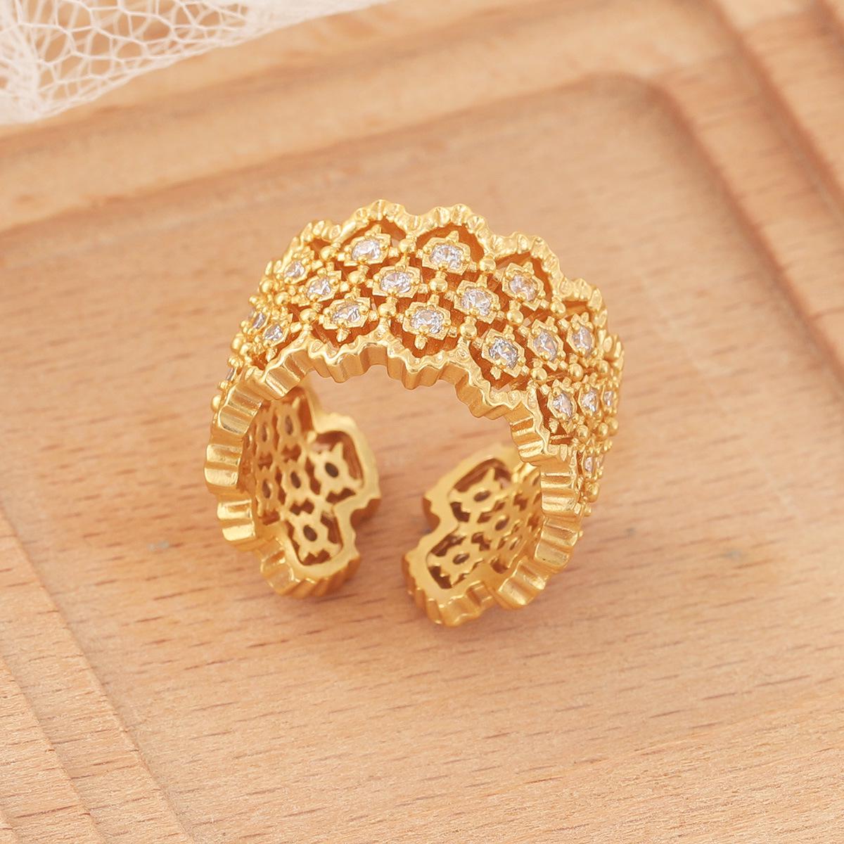 

Trendy Women s Zircon Inlaid French Openwork Chinese-Style Ring Adjustable