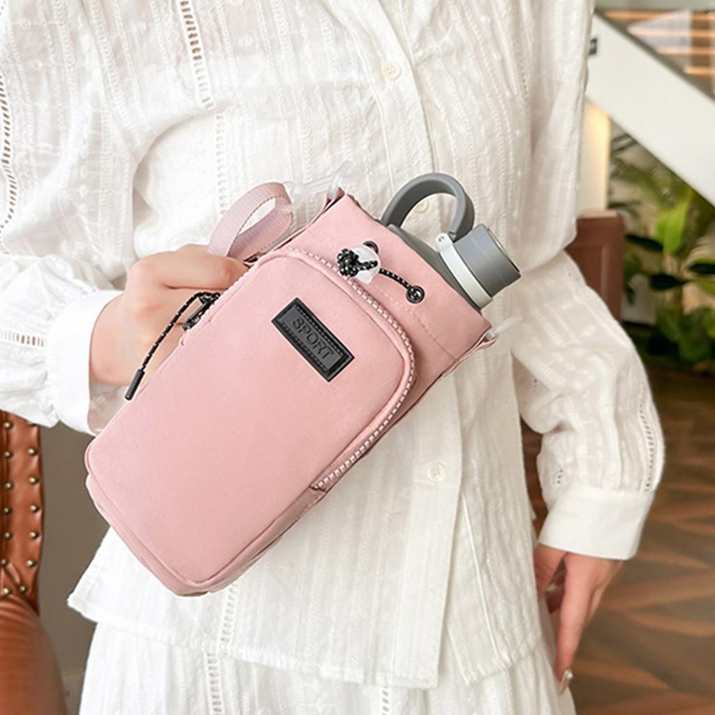 Portable Crossbody Bag For Phone and Water Bottle Outdoor Hiking Cycling Gym Commute Adjustable Drawstring Pouch