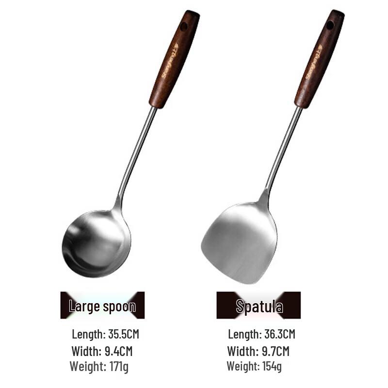 Shangheng Stainless Steel Wok Spatula and Soup Ladle Set