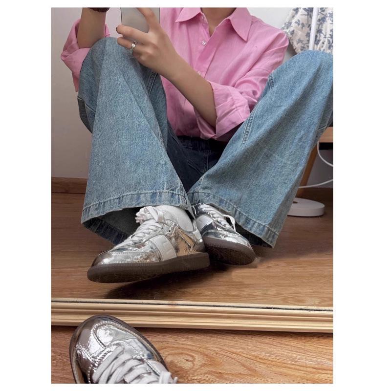 2025 Versatile Women's Silver Sneakers – Forrest Gump Campus Style Casual White Trainers