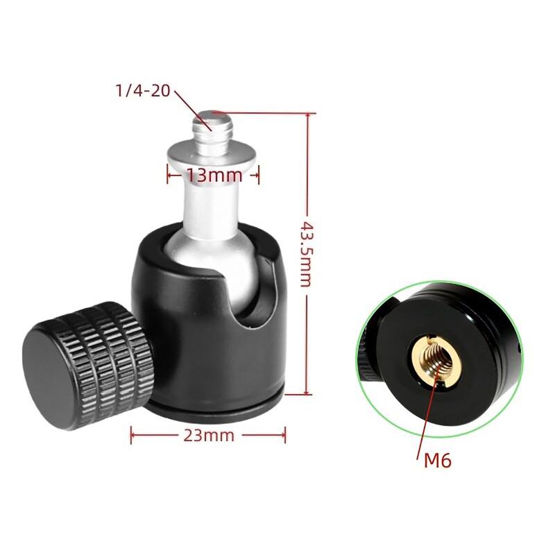 Mini Ball Head Panoramic Tripod Head 1/4'' 3/8" M4 M5 M6 Screw Hole Mount For Camera Camcorder Monitor Smartphone Light Mic