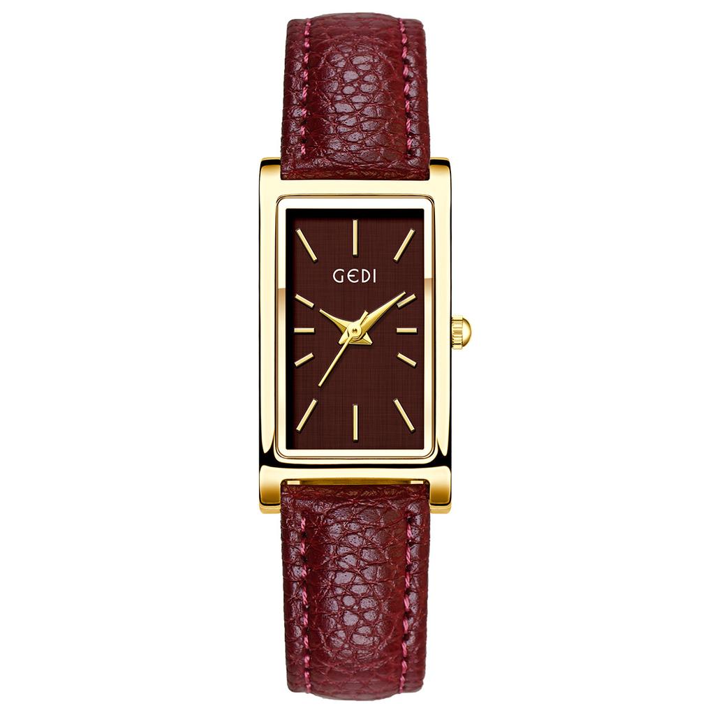 Premium Ankola Red Square Temperament Quartz Watch Minimalist Women'S Retro Belt Quartz Watch