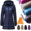 Ultra Light Women Winter Jacket Hooded Parka Overcoat Slim Long Sleeve