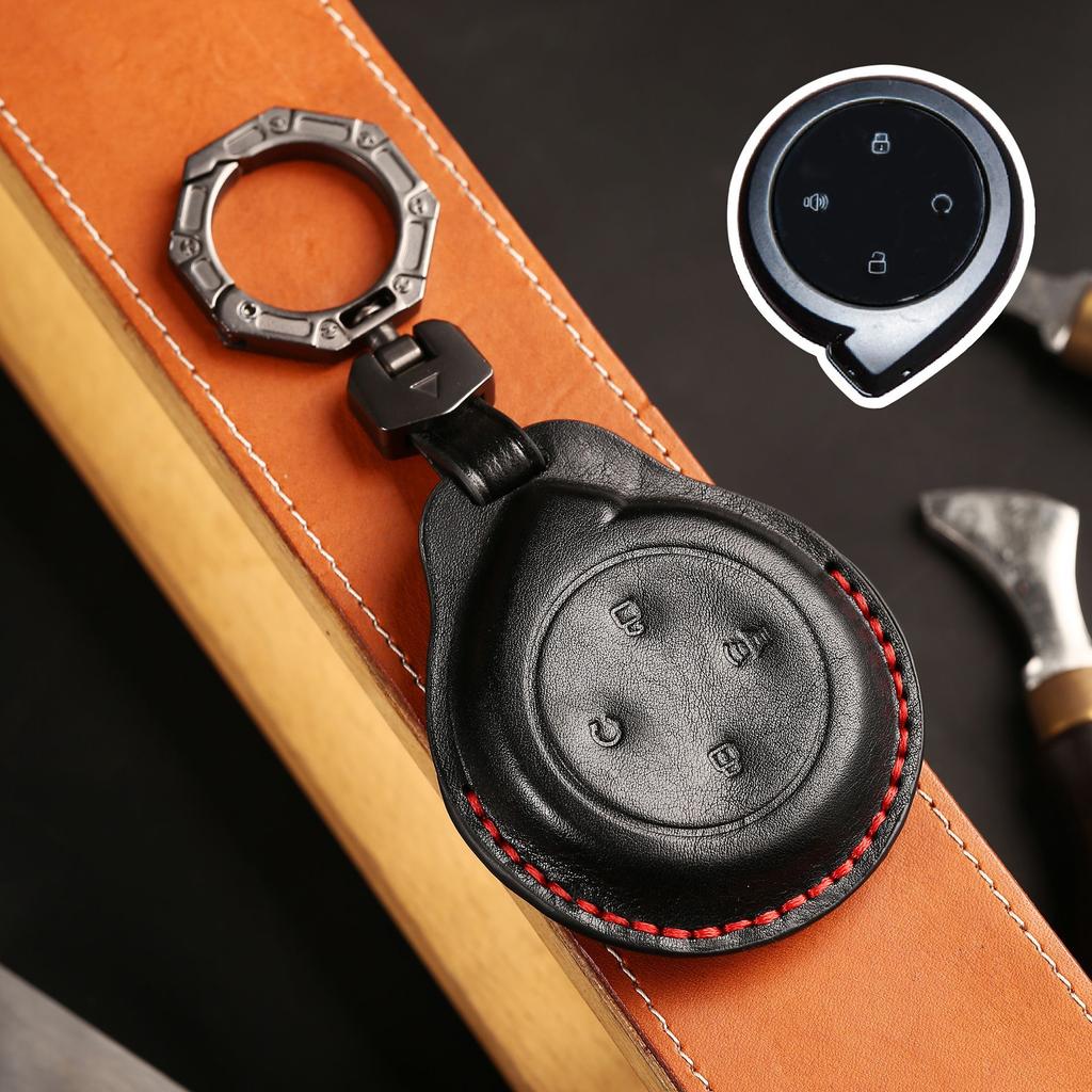 Genuine Leather Auto Key Fob Cover Case Key Ring Fit For GWM Poer Auto Accessories Premium Grade Auto Interior Accessory