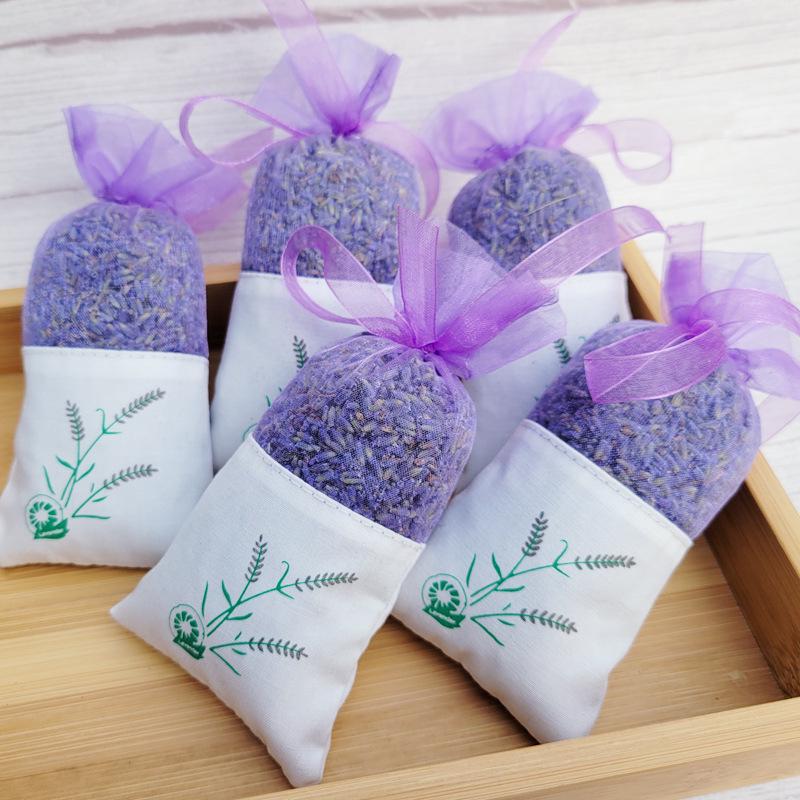 Lavender Sachet Double-Sided Printed Gauze Car Deodorizer & Wardrobe Scented Cotton Bag
