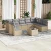 VidaXL Garden Lounge Set with Cushions 10 Pcs Beige Braided Resin 3218079