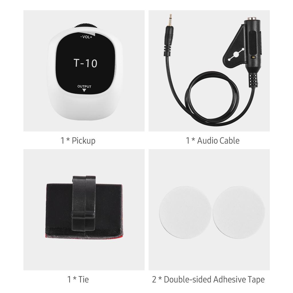 Piezo Pickup Universal No Drilling Self Adhesive Pick Up 6.5mm Audio Interface for Speaker, Multifunction Pickup for