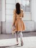 2021 Women's Autumn/Winter Wool Coat - Solid Color, Mid-length with Tie-up
