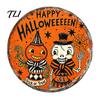 Wall Mounted Metal Decor Retro Halloween Sign, Round Decorative Vintage Festive Home Ornament Rustic Art for Living Room Party Decoration Durable Iron