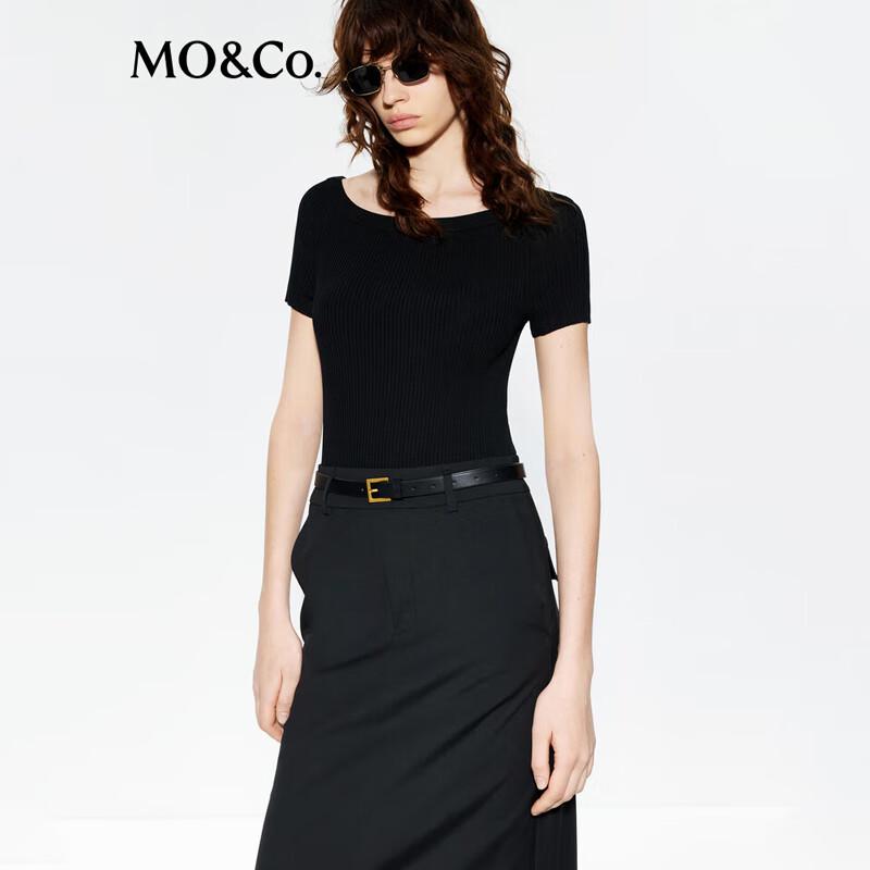 MO&Co. Women's Short Sleeve Faux Two-Piece Long Dress