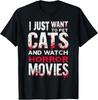 I Just Want To Pet Cats and Watch Horror Movie Halloween Tee T-Shirt