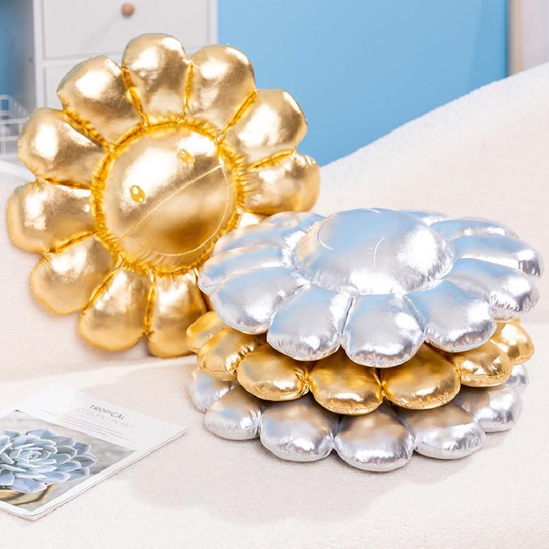 Murakami Takashi Ohana Hatake Shiny Sunflower Fabric Seat Cushion For Kids And Office Desk Chairs