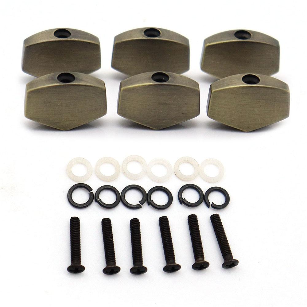 

6pcs Guitar Tuners Machine Head Buttons Metal Tuning Key Square Buttons Head