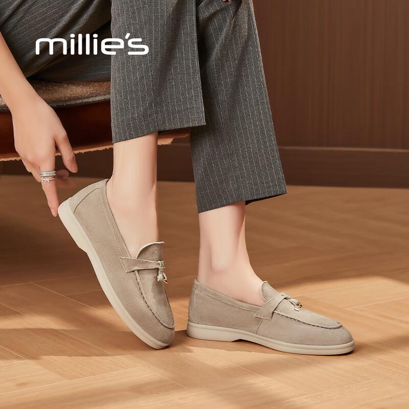 Millies Women s Sheepskin Suede Flat Loafers EU 38