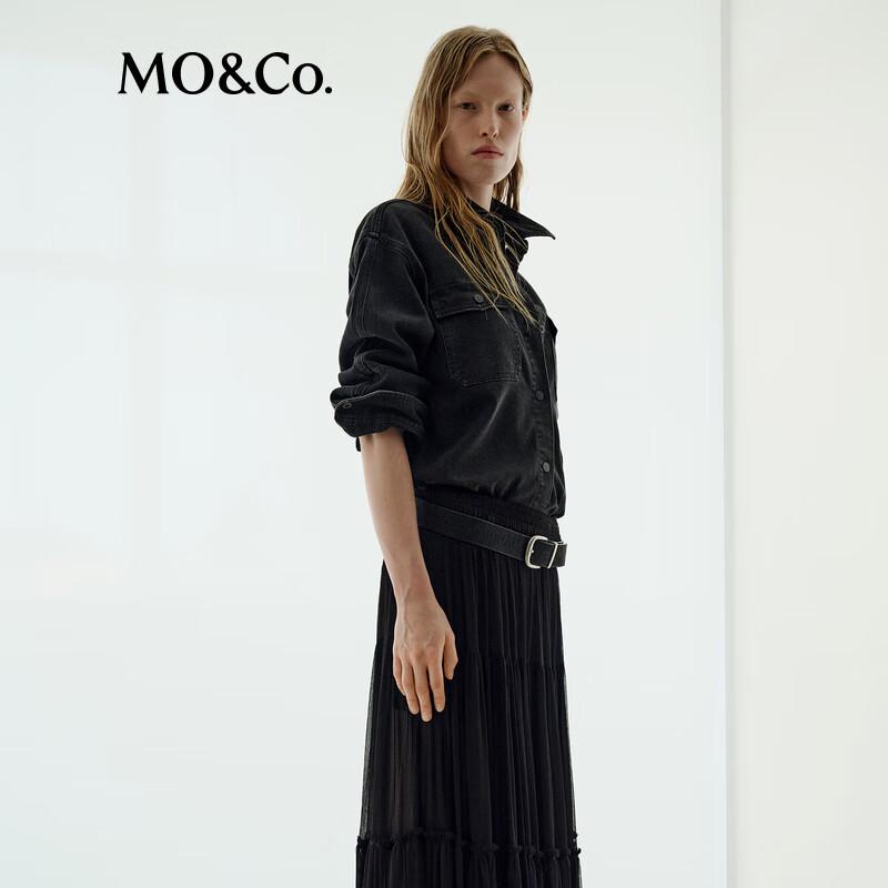 MO&Co. NOIR Embellished Denim Shirt