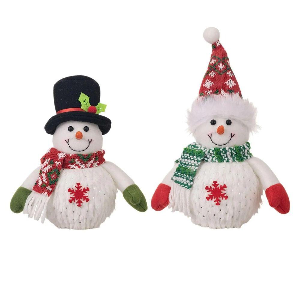 Cartoon Glowing Snowman Figurine Snowflake Luminous Snowman Ornament  Merry Christmas Decor