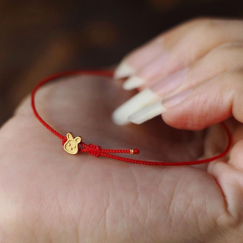 Midautumn Festival Bunnies Hand-woven Red String Rabbit Bracelet Gift for Lover