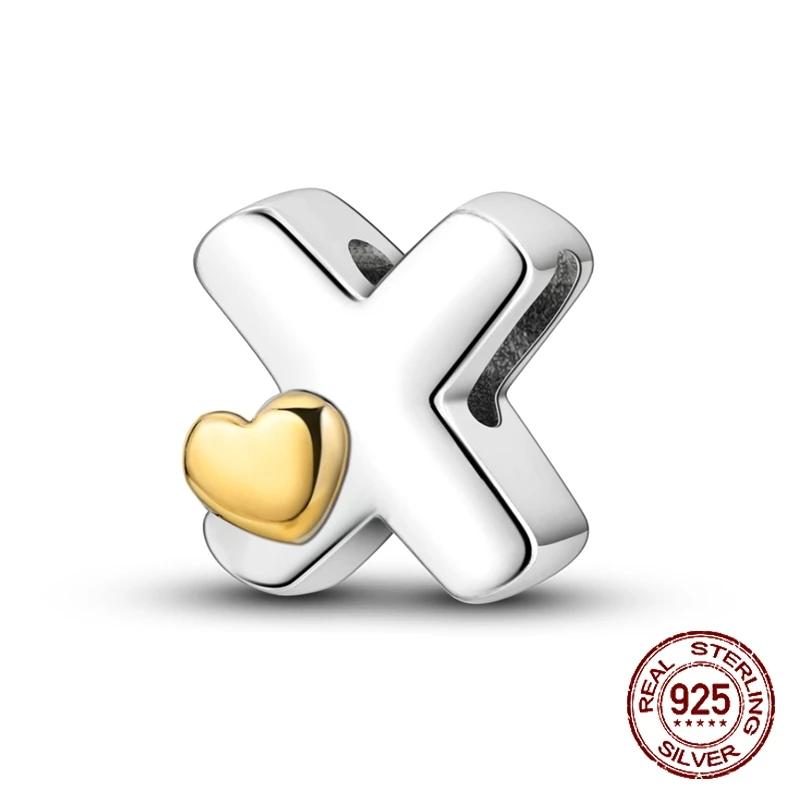 Copper Yellow Love 26 Letters Diy Love Charms Beads Fit 4Mm Hole Diameter Bracelets Fine Birthday Jewelry Gift