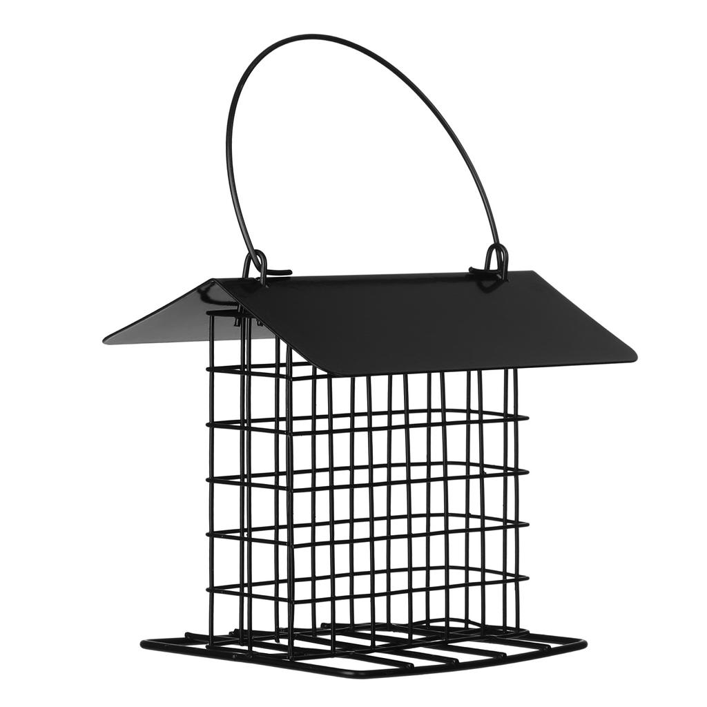 Outdoor Wild Bird Feeder Black Small Hanging with Metal Rainproof Squirrel-Proof Single Suet Cake Style for Outside O Bird Feeder Bird Feeder Squirrel Proof Squirrel Proof Bird Feeder Hanging Suet