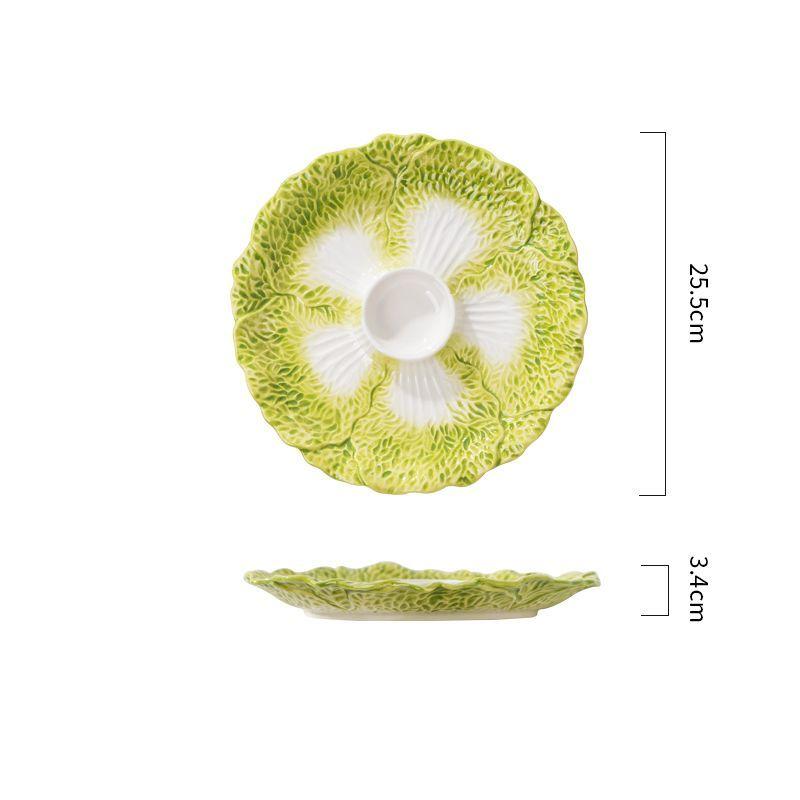 BEPAN Dumpling plate with vinegar dish, home ceramic vegetable plate, butterfly breakfast partition plate, creative