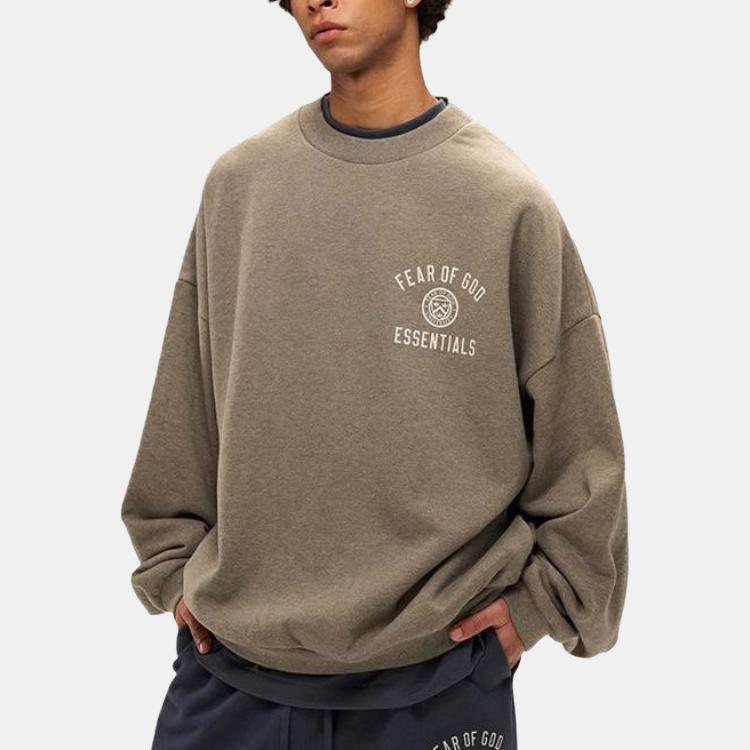 Fear of God בסיסי פליז צווארון עגול אפור מנוקד גברים חולצות 192HO246261F