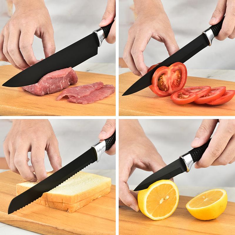 7Pcs/set Stainless Steel Pizza Knife Boning Knife Kitchen Chef Knives Meat Cleaver Fruit Peeler Kitchen Tool