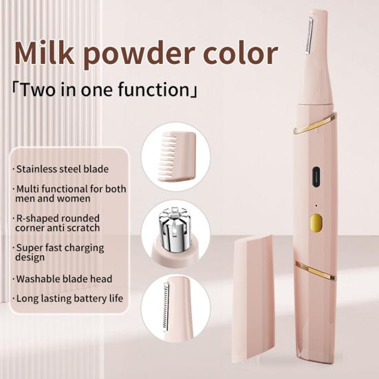2-in-1 Electric Eyebrow Trimmer And Nose Hair Groomer for Women USB Rechargeable Facial Hair Trimmer Portable Pain-Free Precision Grooming Tool