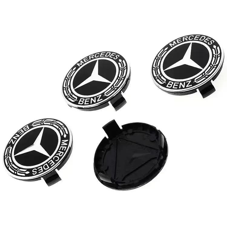 

2025 Hot For Mercedes Benz 4PCS 75mm for Mercedes benz AMG C E S GLE CLC Class W204 W203 W205 W124 W221 Car Wheel Center Cap Hu