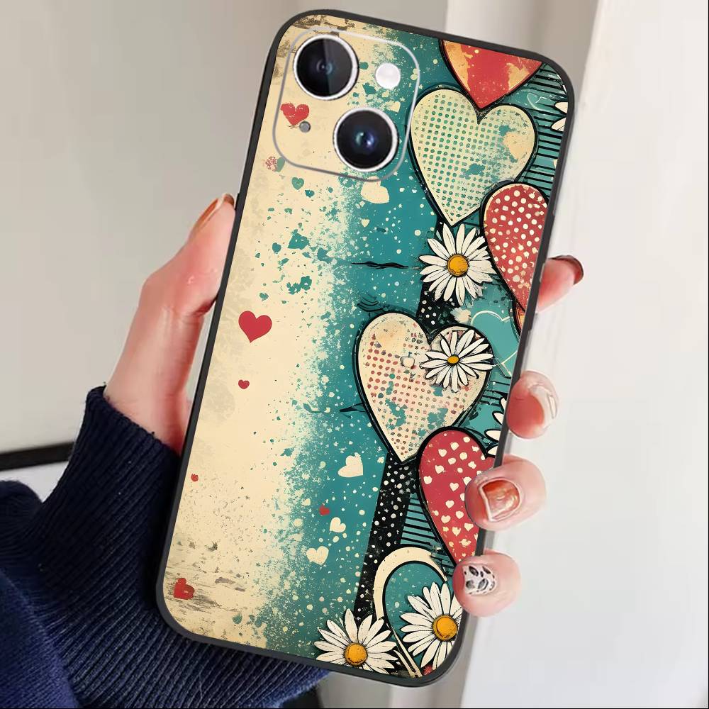 Y2k J-INS Graffiti Phone Case For iPhone 17 16 15 14 13 12 Max Plus Silicone Black Cover