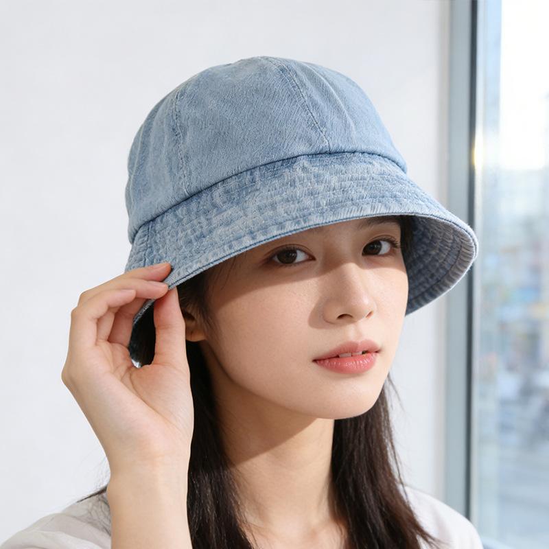 

Bucket hat women s spring and summer face shading simple sunscreen hat solid color small face travel basin hat M（56-58cm）
