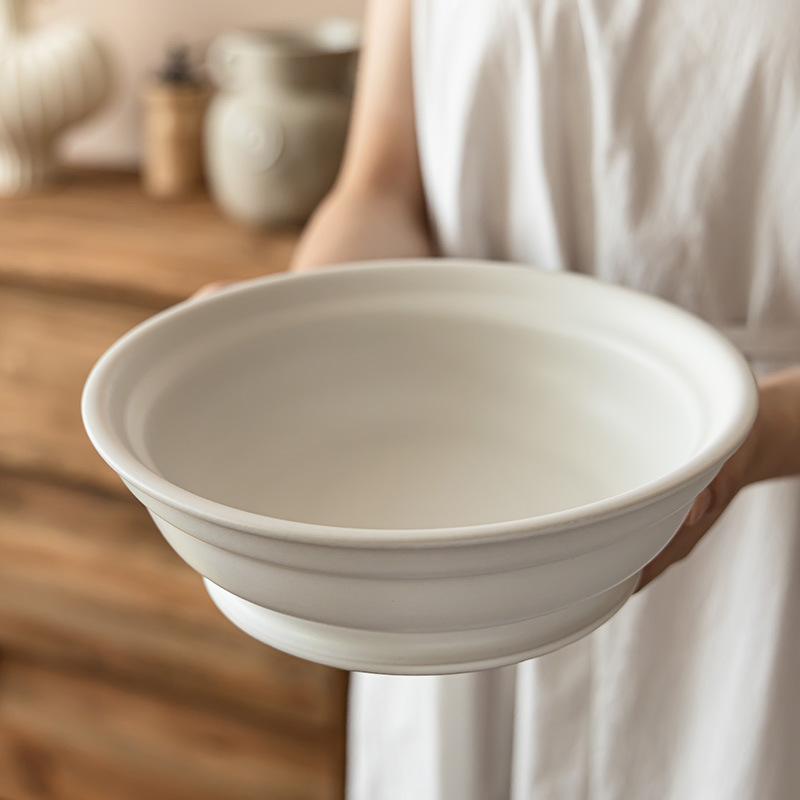 Simple And High-Value Household Thick-Edged Ceramic Large Bowl Tableware Creative Large Soup Bowl Tableware Soup Bowl Crayfish Bowl