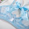 Satin Bowknot Hollow Perspective Women's Sexy Lingerie Set
