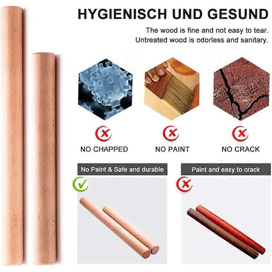 Wooden Rolling Pin - Roller made of Beechwood without Handle, Perfect Baking
