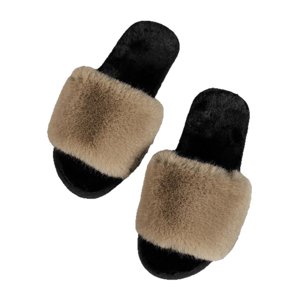Large size Mao Mao slippers 22 autumn and winter new indoor flat bottom large Mao Mao cotton slippers