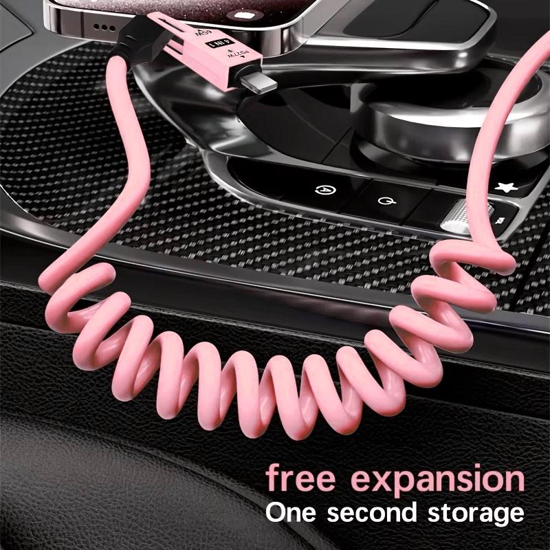 65W+PD27W 4 In 1 6A Charging Data Cable, Multifunctional Spring Retractable Fast Charging Cable for Samsung Huawei Xiaomi Iphone